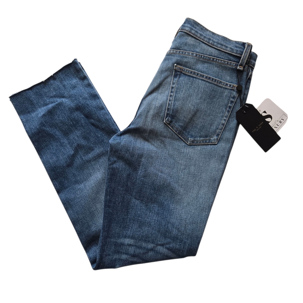 rag & bone Rovers Straight Leg Jeans NWT 27 Medium Wash Raw Hem Denim